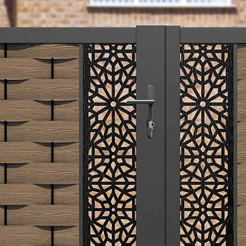 Ripple Alnara Straight Top Driveway Gate - Teak - Middle Screen