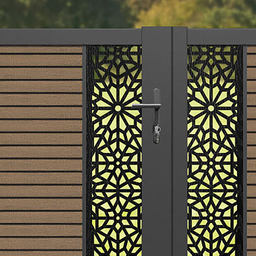 Hudson Alnara Straight Top Driveway Gate - Teak - Middle & End Screen