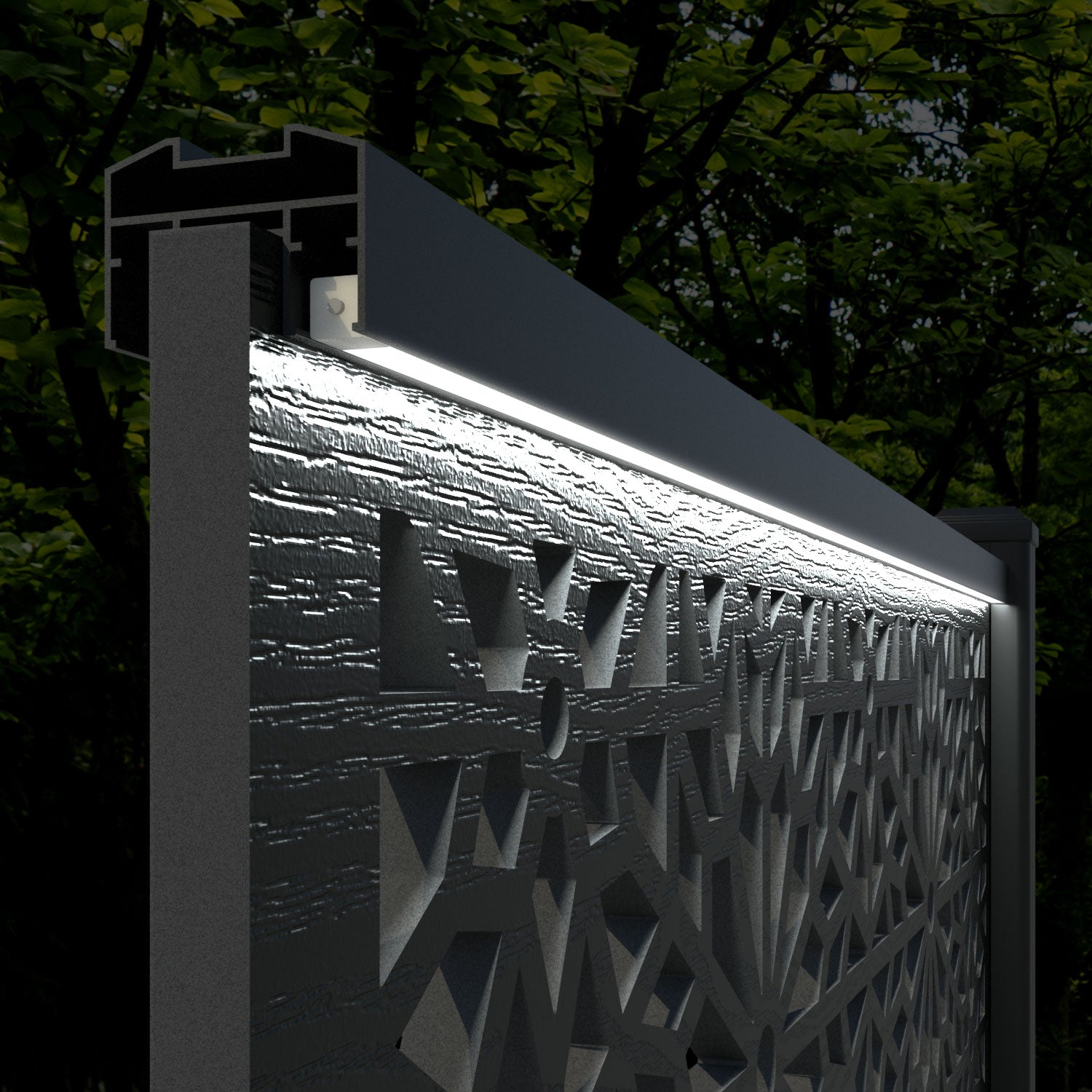 Ripple Alnara Fence Panel - Mid Grey - with our aluminium posts