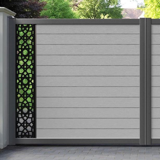 Fusion Ambar Straight Top Driveway Gate - Light Grey - End Screen