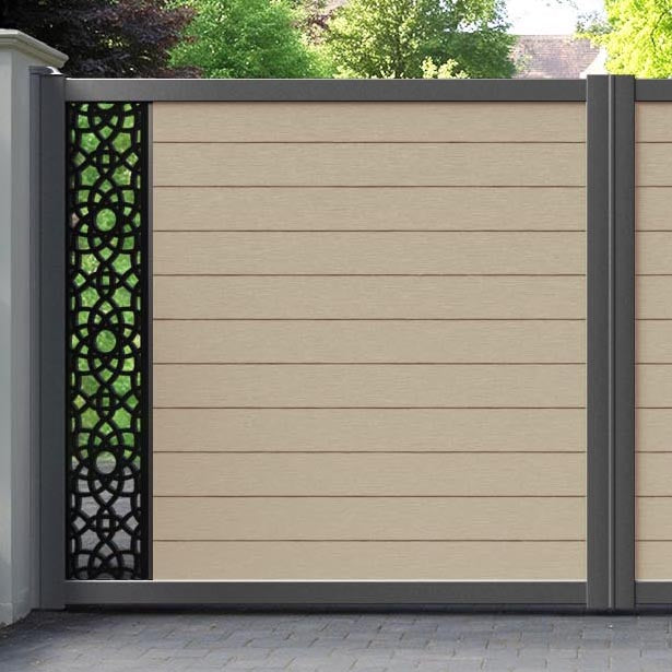Fusion Ambar Straight Top Driveway Gate - Light Oak - End Screen