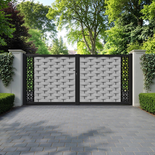 Ripple Ambar Straight Top Driveway Gate - Light Grey - End Screen