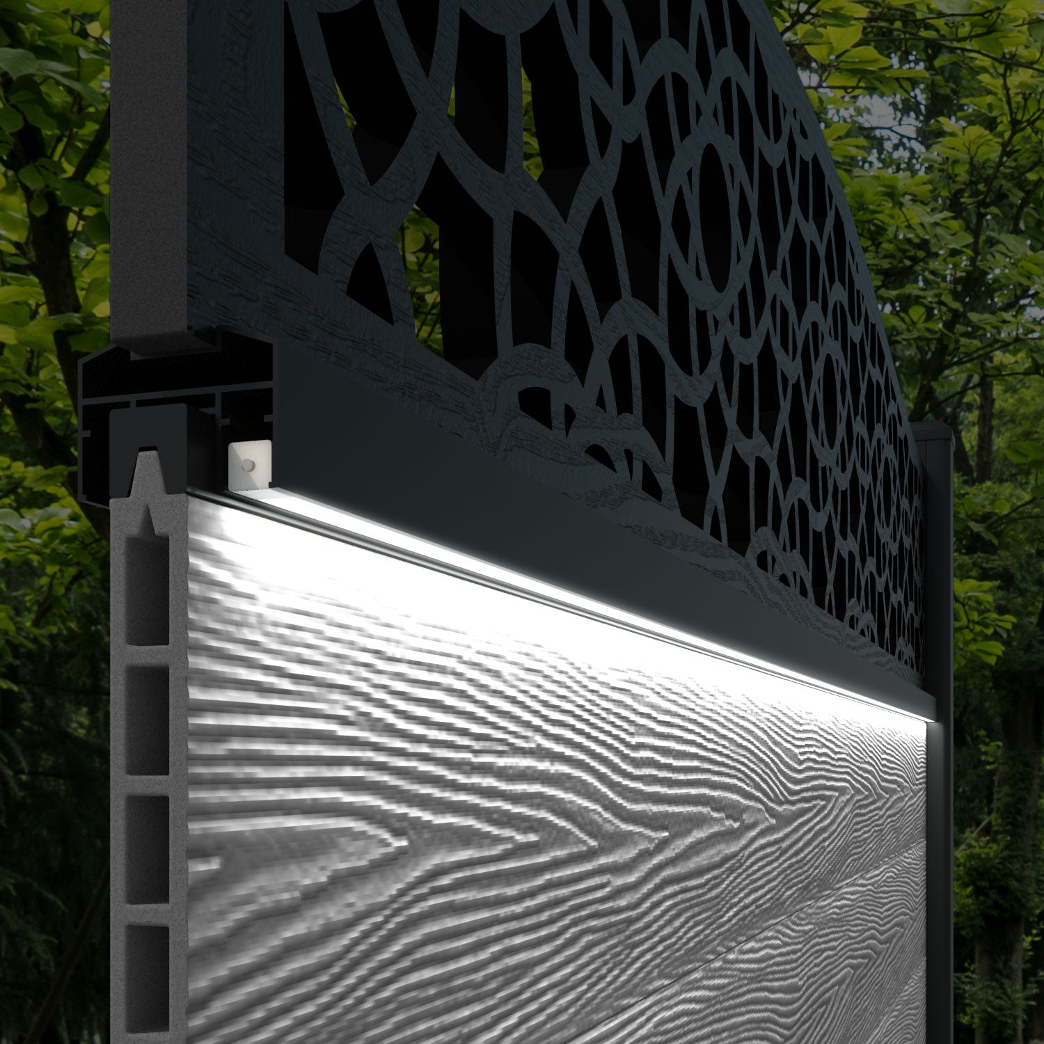 Classic Ambar Curved Top Fence Panel - Mid Grey - with our composite posts