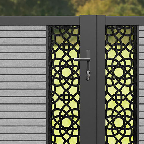 Hudson Ambar Straight Top Driveway Gate - Light Grey - Middle & End Screen