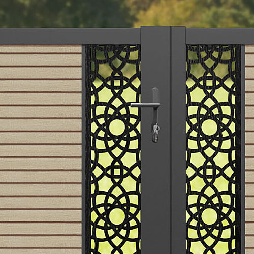 Hudson Ambar Straight Top Driveway Gate - Light Oak- Middle & End Screen