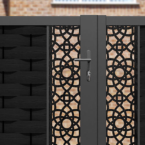 Ripple Ambar Straight Top Driveway Gate - Black - Middle & End Screen