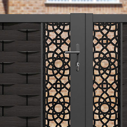 Ripple Ambar Straight Top Driveway Gate - Dark Oak - Middle & End Screen