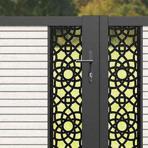 Hudson Ambar Straight Top Driveway Gate - Light Stone - Middle & End Screen