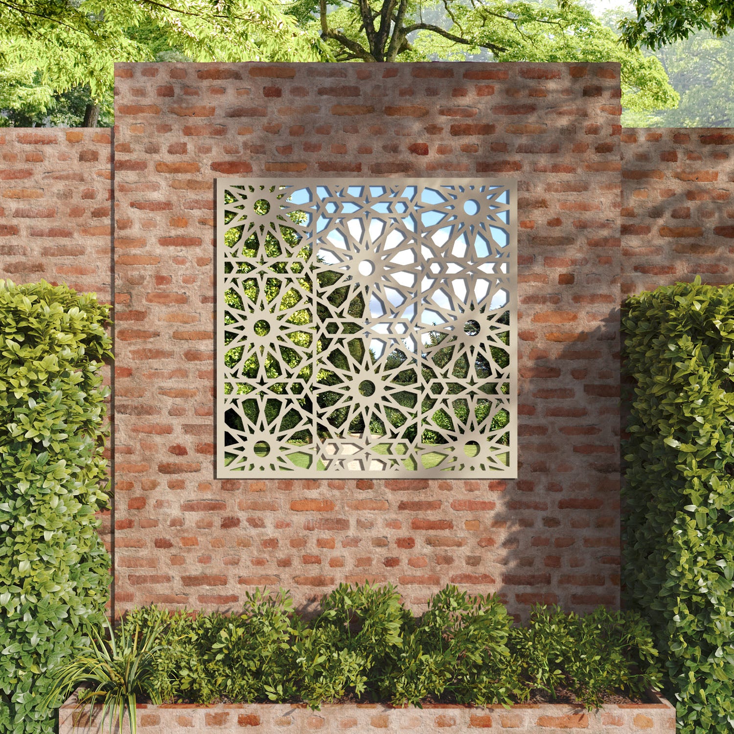 Amina outdoor decorative mirrored panel