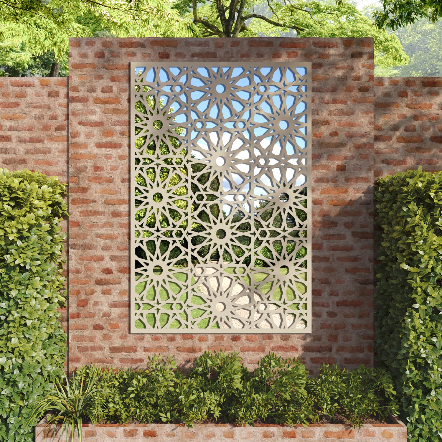 Amina outdoor decorative mirrored panel