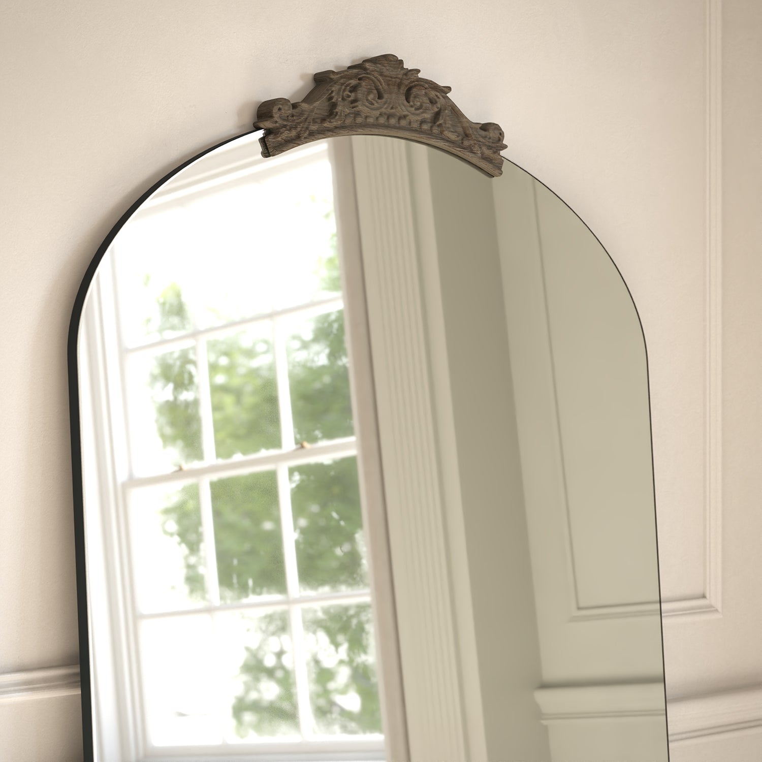 Antica Partial Frame Subtle Arched Full-Length Leaner Mirror - with LED