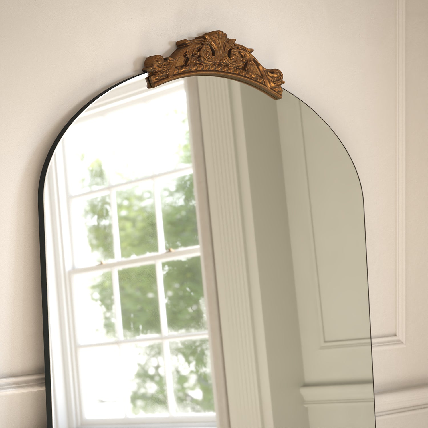 Antica Partial Frame Subtle Arched Full-Length Leaner Mirror - with LED