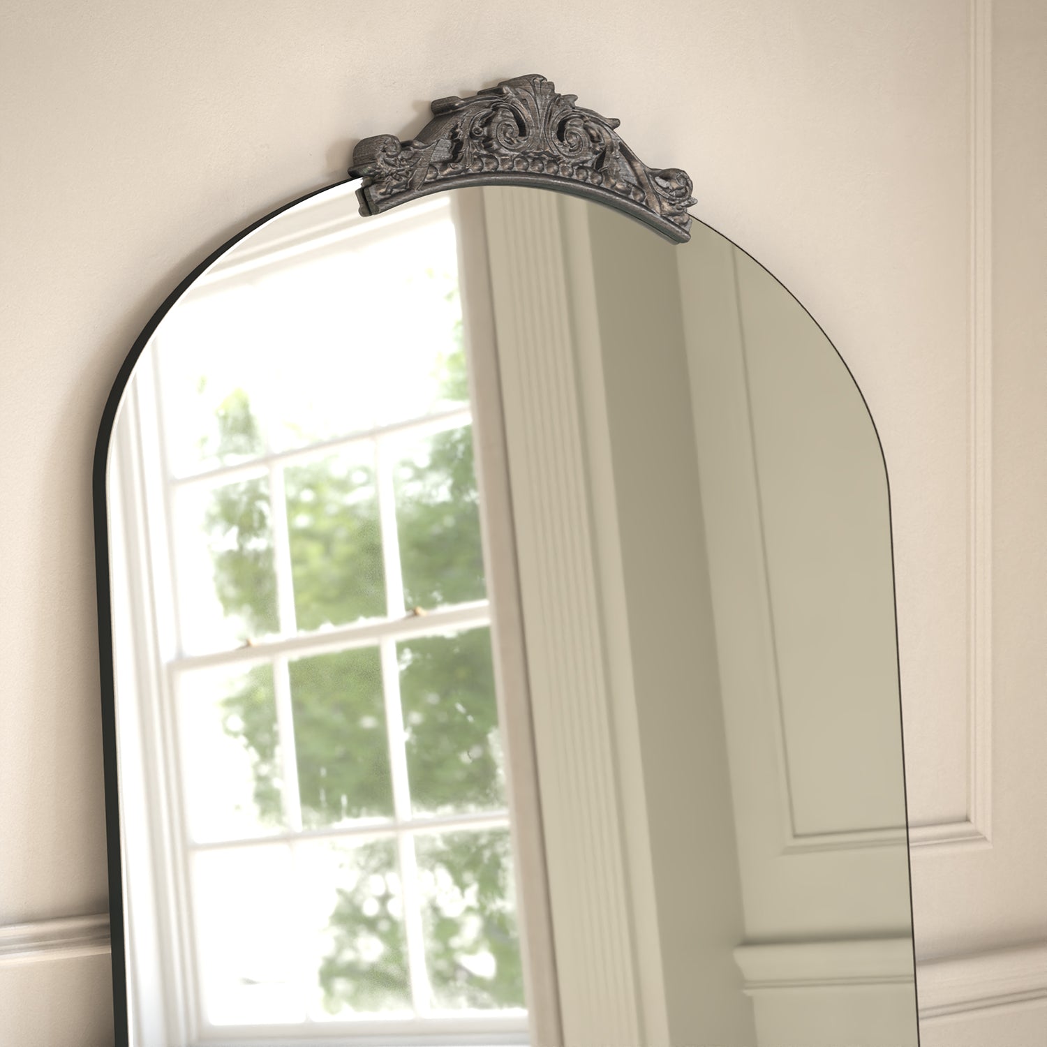 Antica Partial Frame Subtle Arched Full-Length Leaner Mirror - with LED