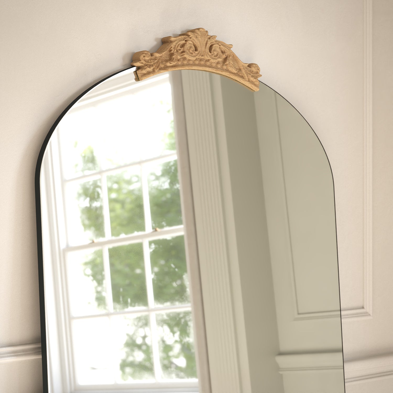 Antica Partial Frame Subtle Arched Full-Length Leaner Mirror - with LED