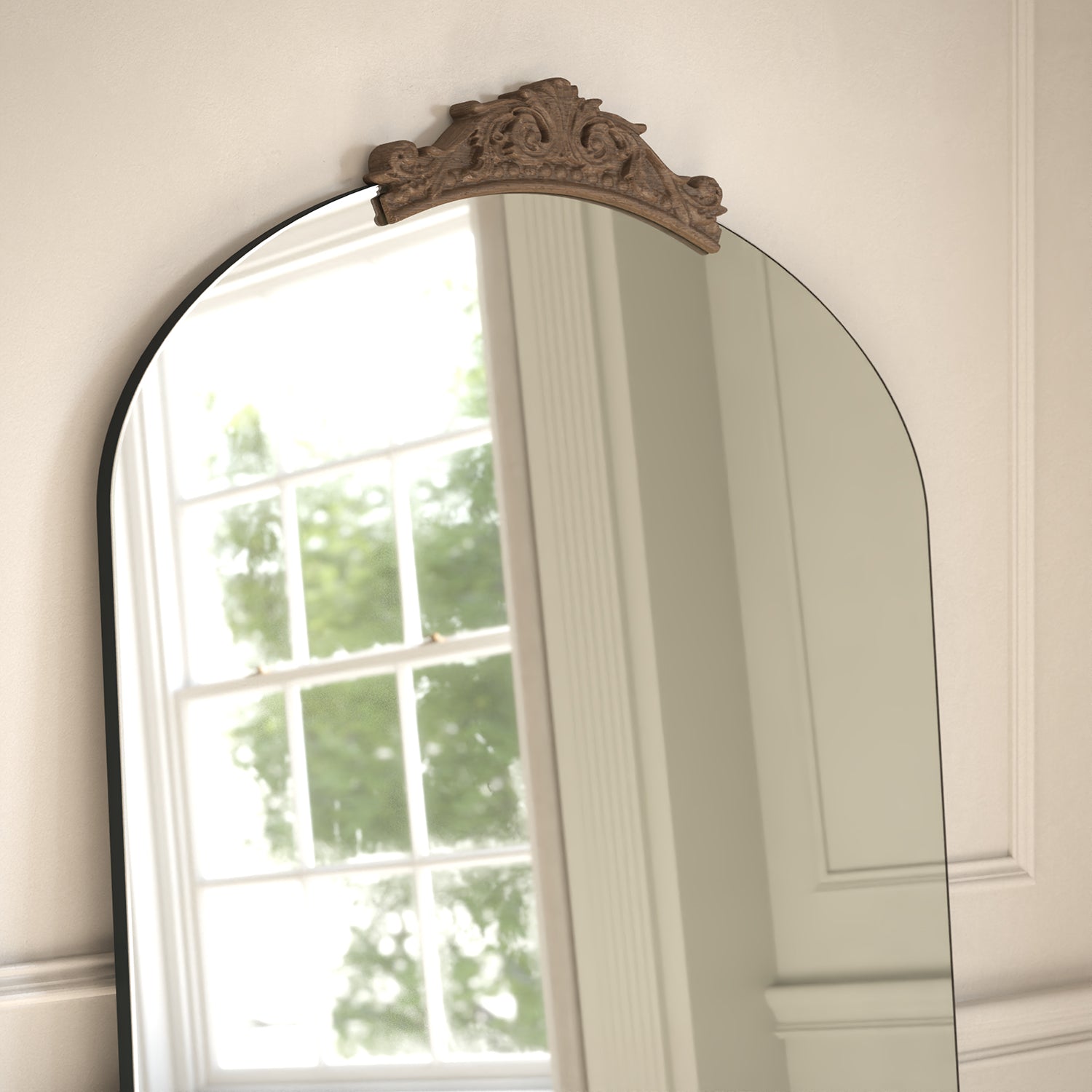 Antica Partial Frame Subtle Arched Full-Length Leaner Mirror - with LED