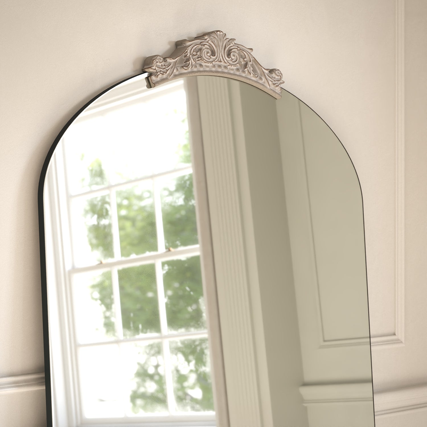Antica Partial Frame Subtle Arched Full-Length Leaner Mirror - with LED