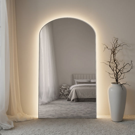 Frameless Subtle Arched Full-Length Leaner Mirror - with LED