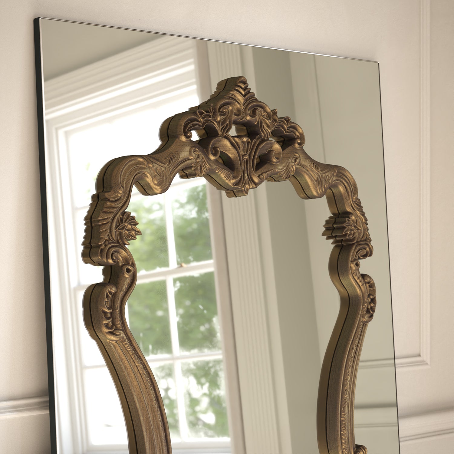 Artisan Frame Within Rectangular Full-Length Leaner Mirror - with LED