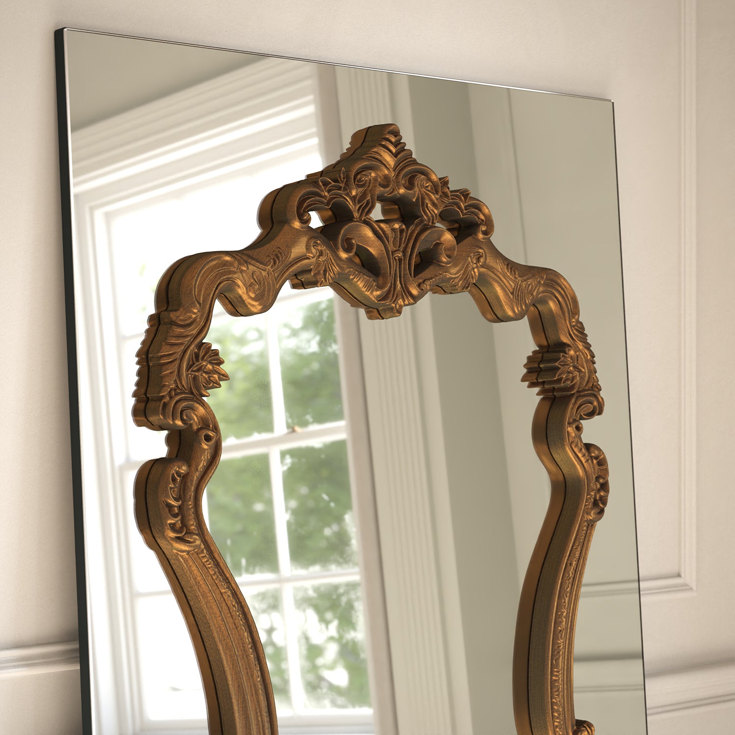 Artisan Frame Within Rectangular Full-Length Leaner Mirror - with LED