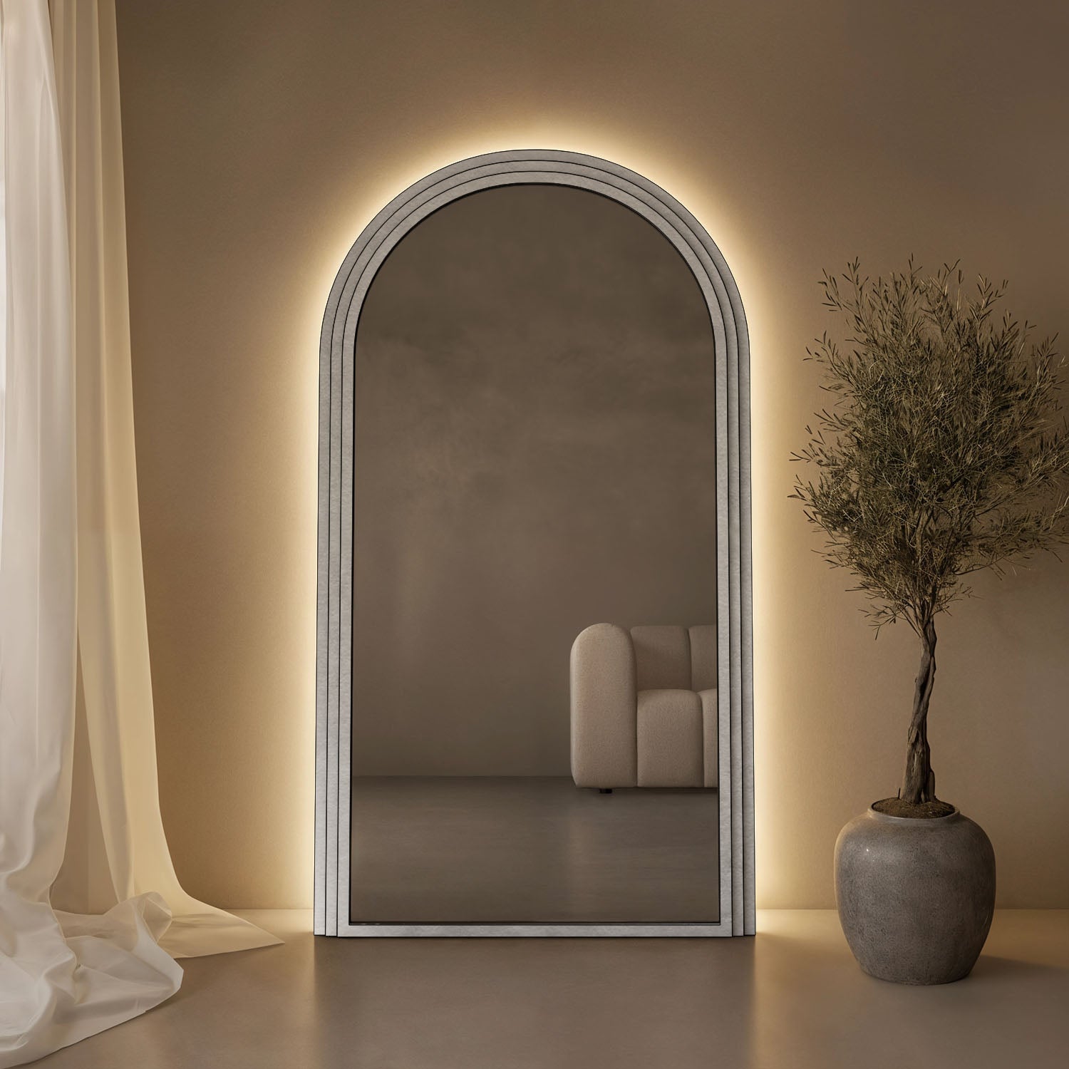 Ashbourne Framed Arched Full-Length Leaner Mirror