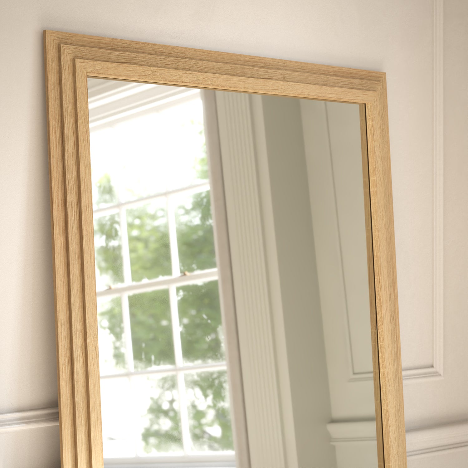 Ashbourne Framed Rectangular Full-Length Leaner Mirror - with LED