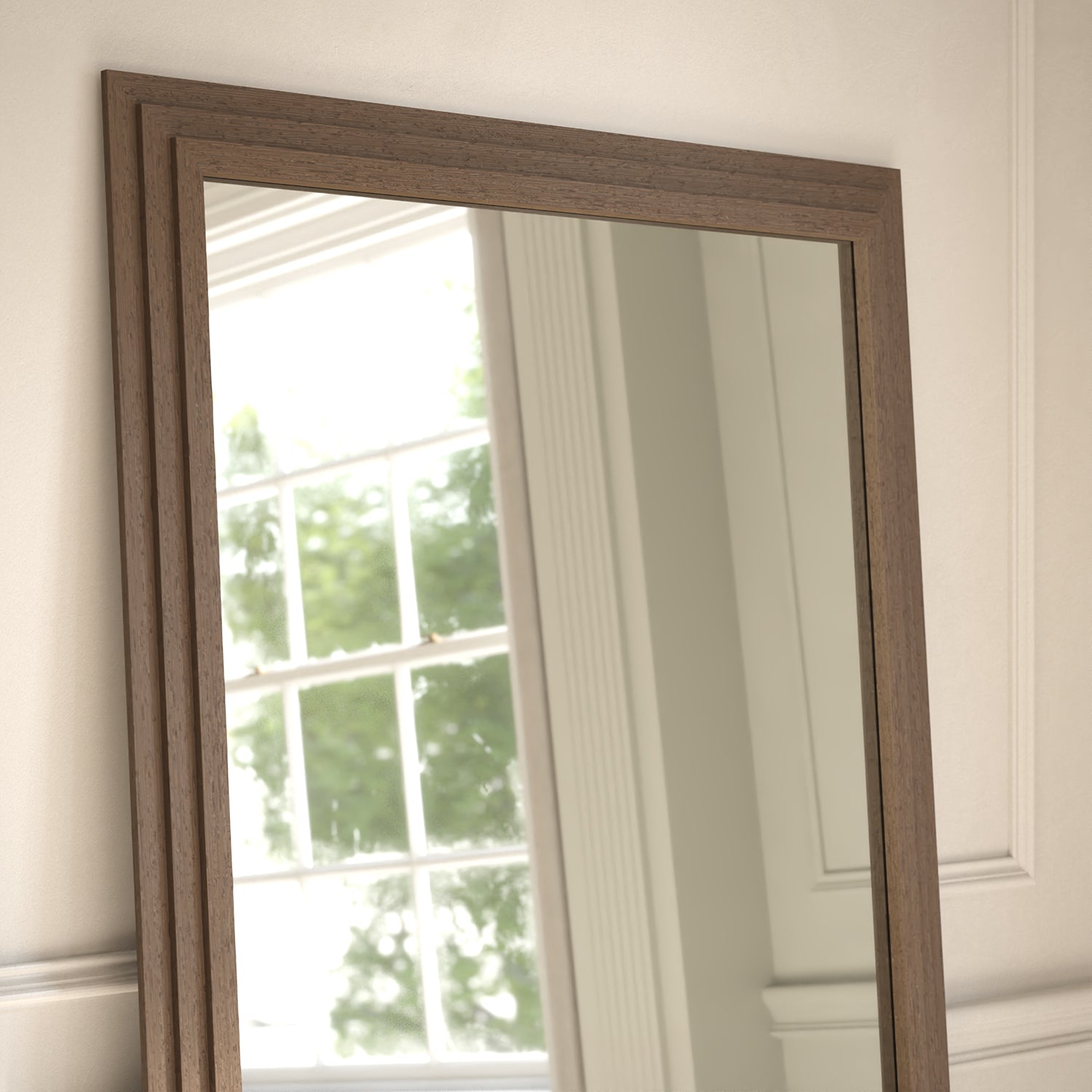 Ashbourne Framed Rectangular Full-Length Leaner Mirror - with LED