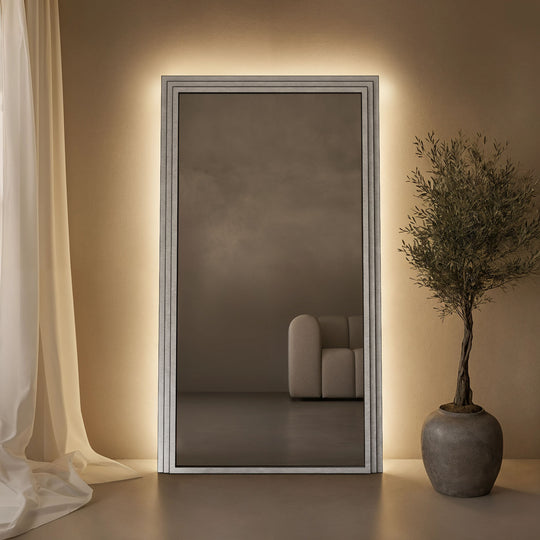 Ashbourne Framed Rectangular Full-Length Leaner Mirror - with LED