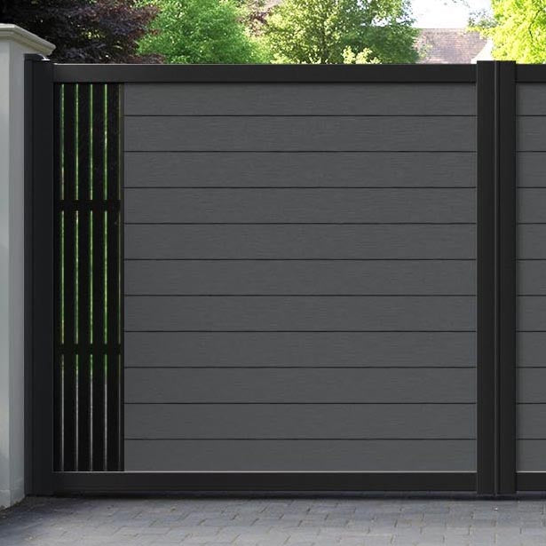 Fusion Aspen Straight Top Driveway Gate - Dark Grey - End Screen