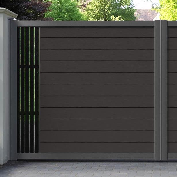 Fusion Aspen Straight Top Driveway Gate - Dark Oak - End Screen