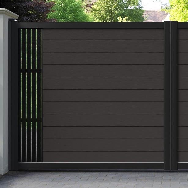 Fusion Aspen Straight Top Driveway Gate - Dark Oak - End Screen