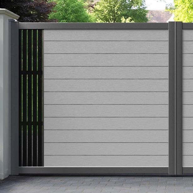 Fusion Aspen Straight Top Driveway Gate - Light Grey - End Screen