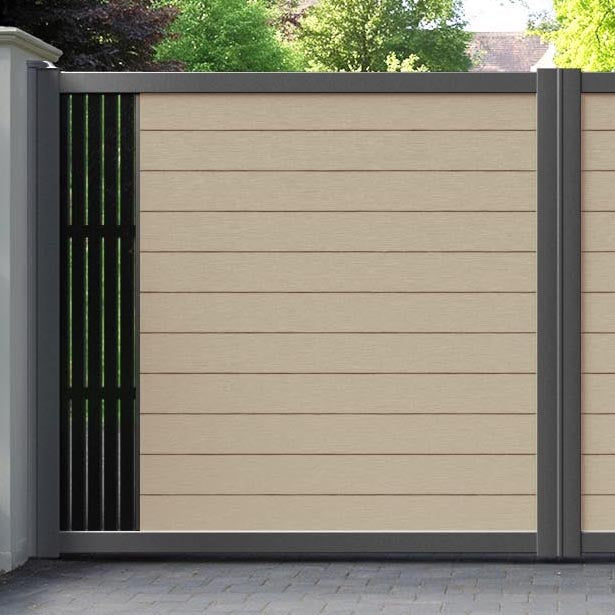 Fusion Aspen Straight Top Driveway Gate - Light Oak - End Screen