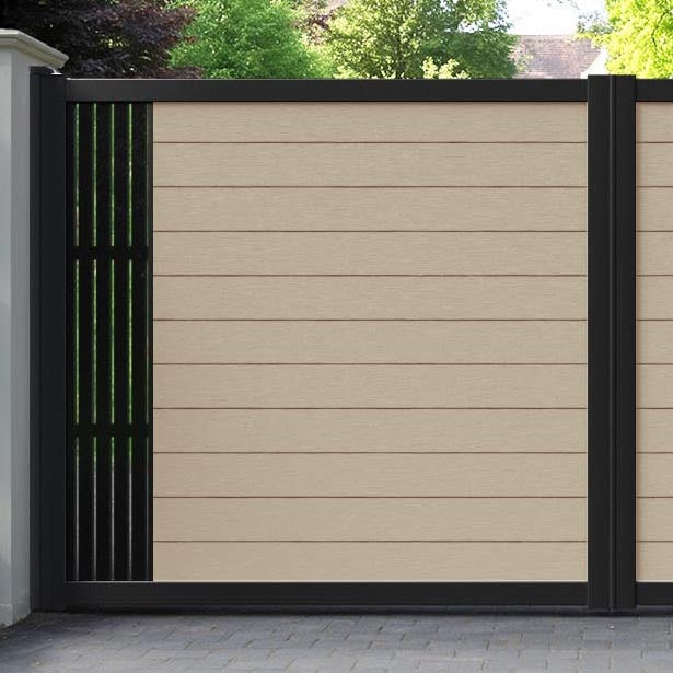 Fusion Aspen Straight Top Driveway Gate - Light Oak - End Screen