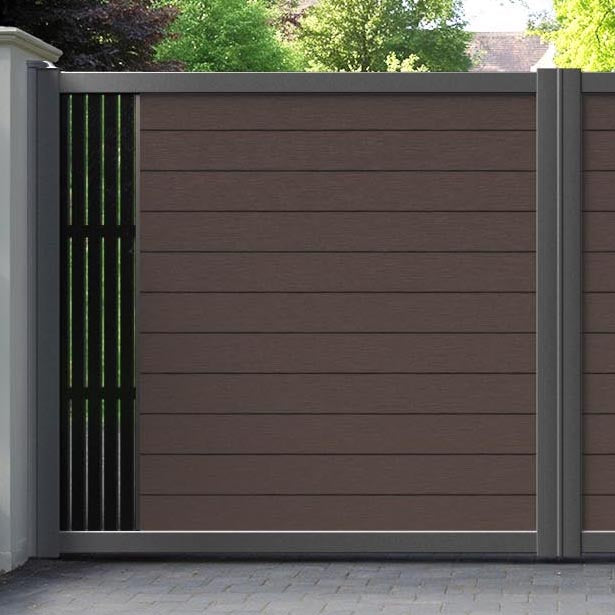 Fusion Aspen Straight Top Driveway Gate - Mid Brown - End Screen