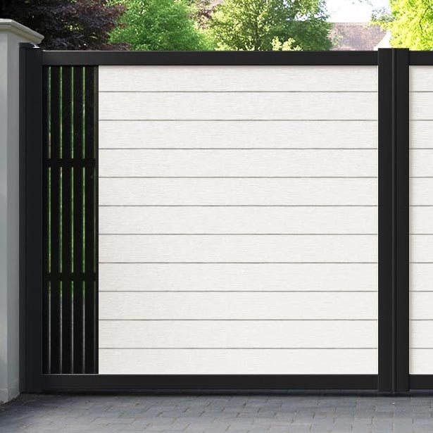 Fusion Aspen Straight Top Driveway Gate - Light Stone - End Screen