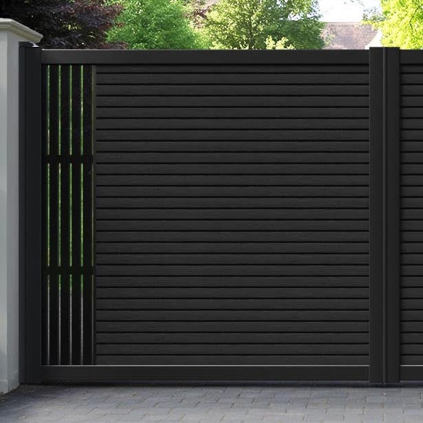 Hudson Aspen Straight Top Driveway Gate - Black - End Screen