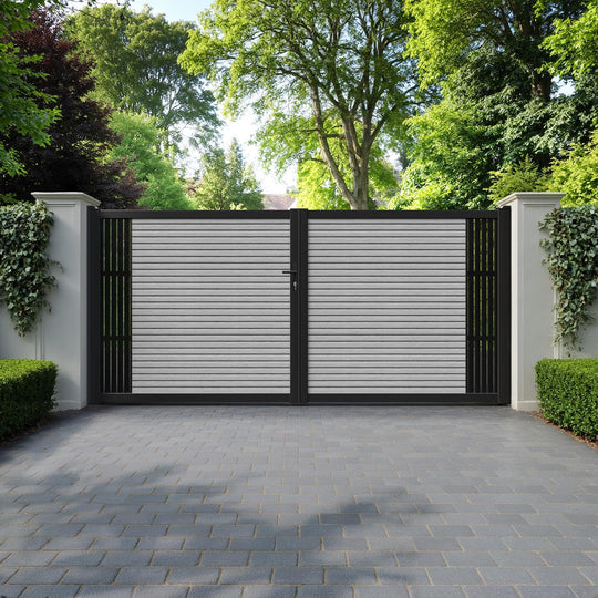 Hudson Aspen Straight Top Driveway Gate - Light Grey - End Screen
