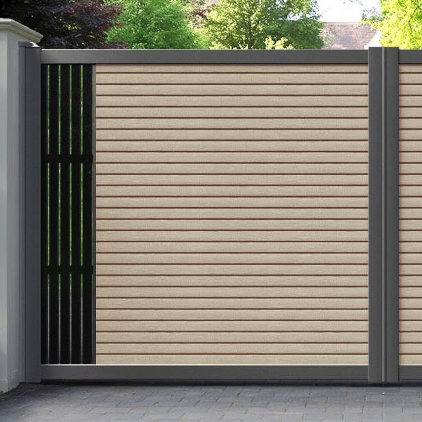 Hudson Aspen Straight Top Driveway Gate - Light Oak- End Screen