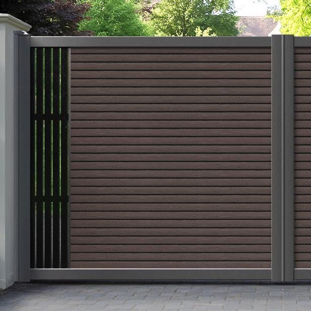 Hudson Blossom Straight Top Driveway Gate - Mid Brown - End Screen