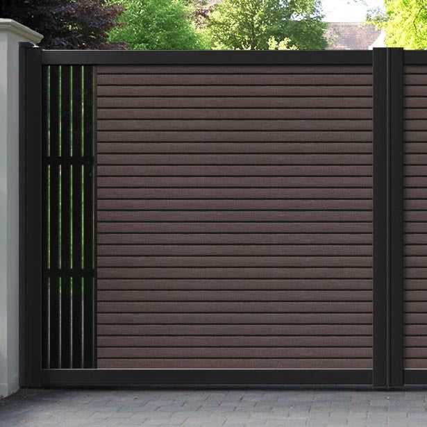Hudson Aspen Straight Top Driveway Gate - Mid Brown - End Screen