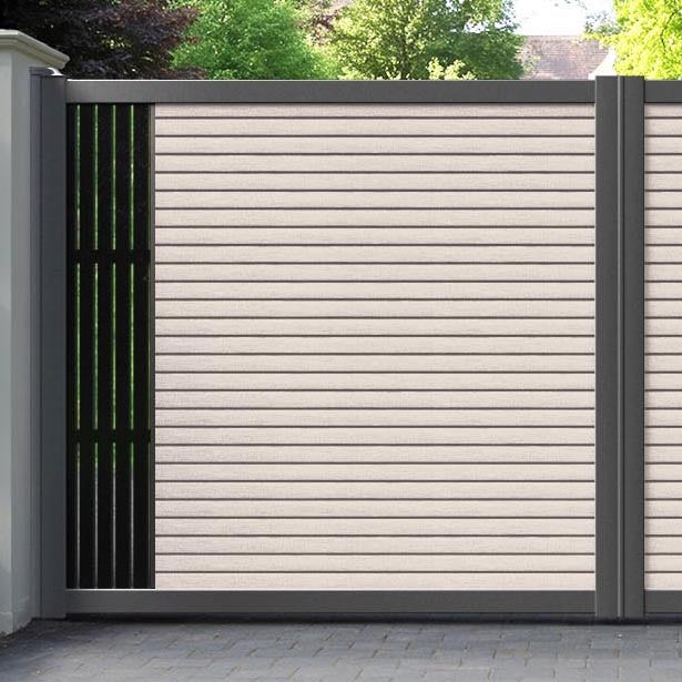 Hudson Blossom Straight Top Driveway Gate - Mid Stone - End Screen
