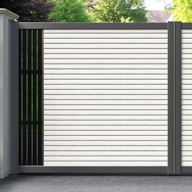 Hudson Aspen Straight Top Driveway Gate - Light Stone - End Screen