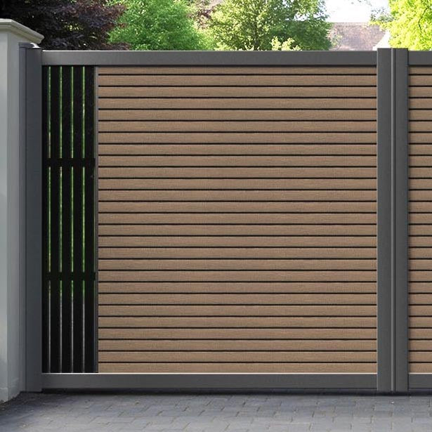 Hudson Blossom Straight Top Driveway Gate - Teak - End Screen