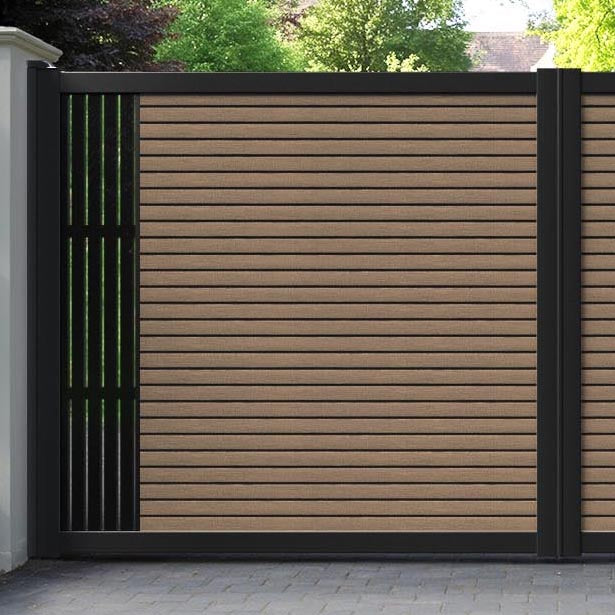 Hudson Blossom Straight Top Driveway Gate - Teak - End Screen