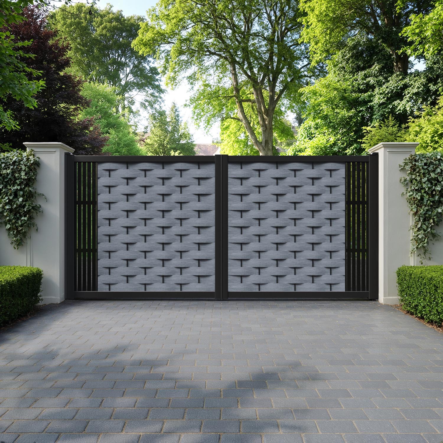 Ripple Aspen Straight Top Driveway Gate - Anthracite - End Screen
