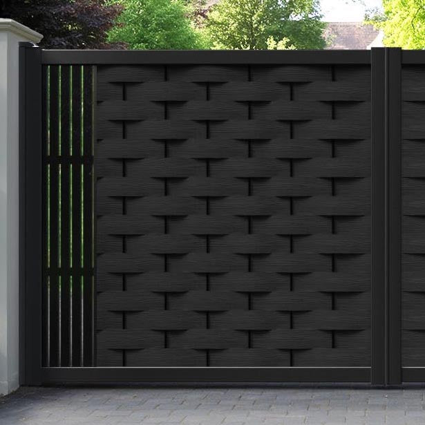Ripple Aspen Straight Top Driveway Gate - Black - End Screen