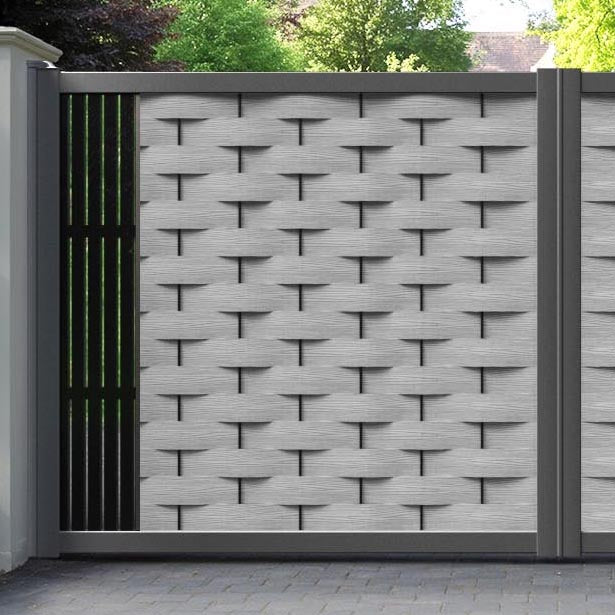 Ripple Aspen Straight Top Driveway Gate - Light Grey - End Screen