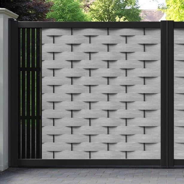 Ripple Aspen Straight Top Driveway Gate - Light Grey - End Screen