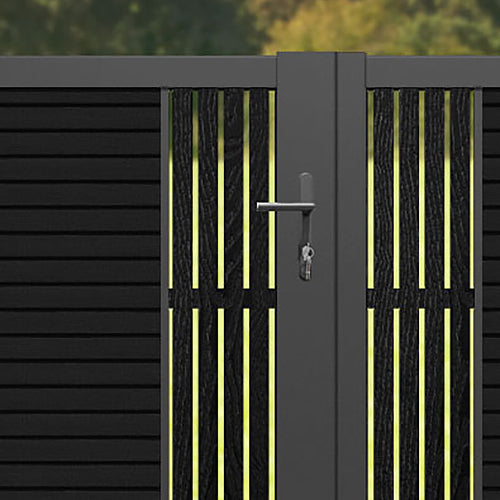 Hudson Aspen Straight Top Driveway Gate - Black - Middle & End Screen