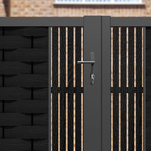 Ripple Aspen Straight Top Driveway Gate - Black - Middle & End Screen